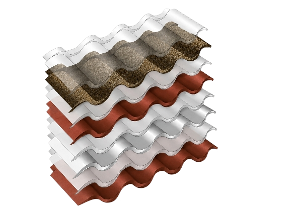Multi-layer construction of ROOFi stone coated roof tile