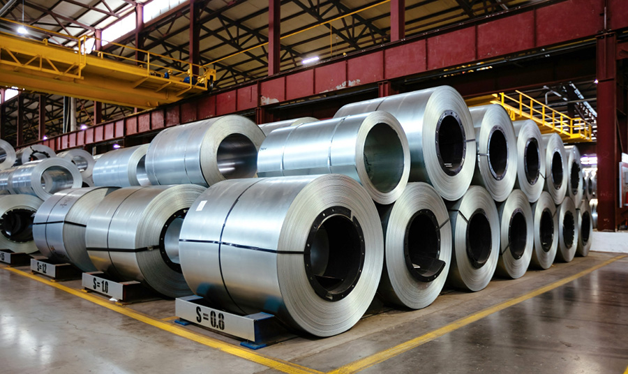 Alu-Zinc coated steel coils in the ROOFi manufacturing plant